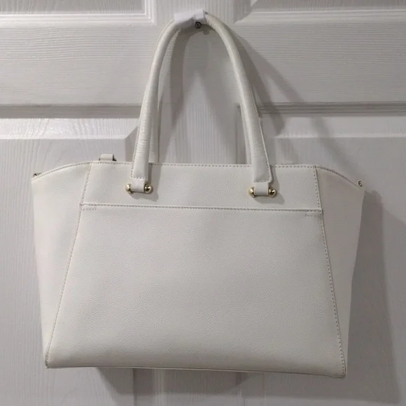 Samantha Thavasa Off-White Leather Tote Shoulder Bag – Magnetic Snap Handbag - Picture 6 of 16